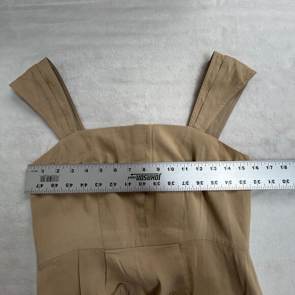 Elie Tahari Womens Beige Sleeveless Dress Size 8 Tie-Back Asymmetric Pockets - Picture 7 of 10